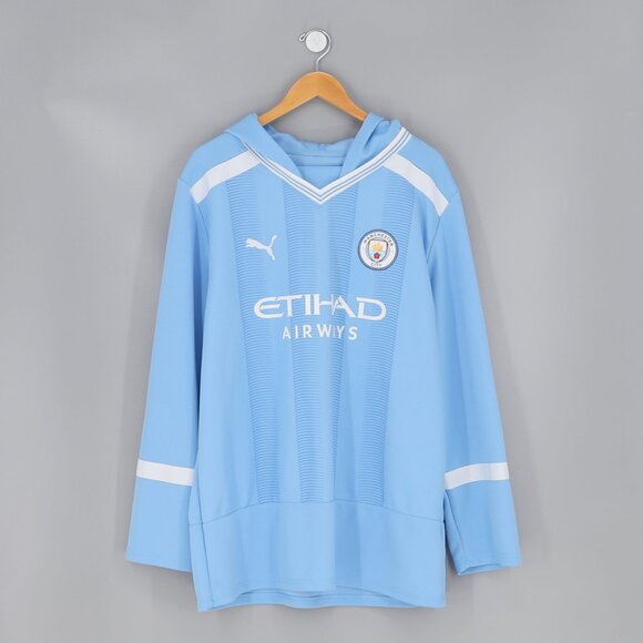 Puma Other - MANCHESTER CITY PUMA Winter Football Jersey Hooded Oversized Sky Blue Size L
